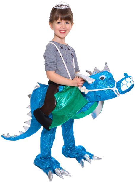 Kid's Step Into This Shiny, Blue Plush Dragon's Legs - Girl (498x706), Png Download