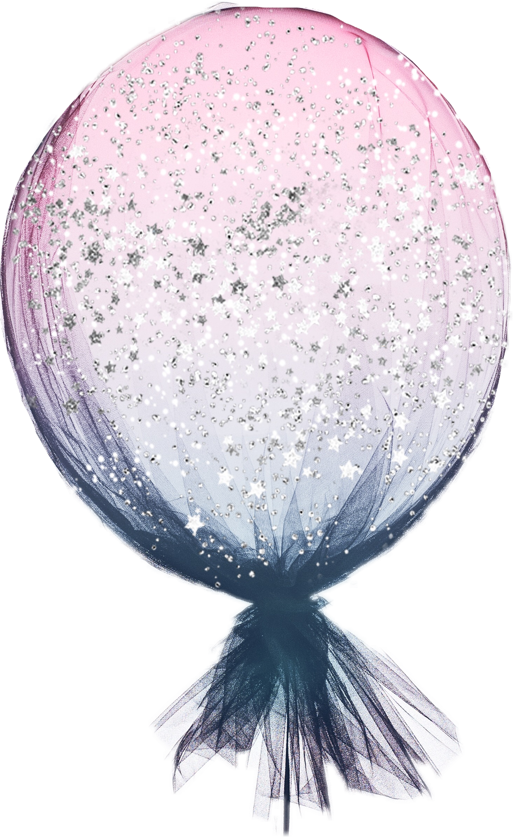 #balloon #pink #blue #ombre #ombré #tulle #string #silver - 黑白 气球 (1024x1672), Png Download