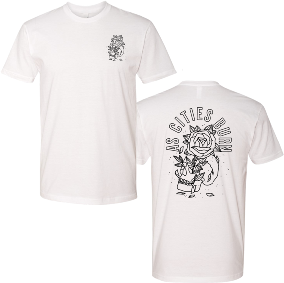 White Skull And Rose Tee - Active Shirt (600x600), Png Download