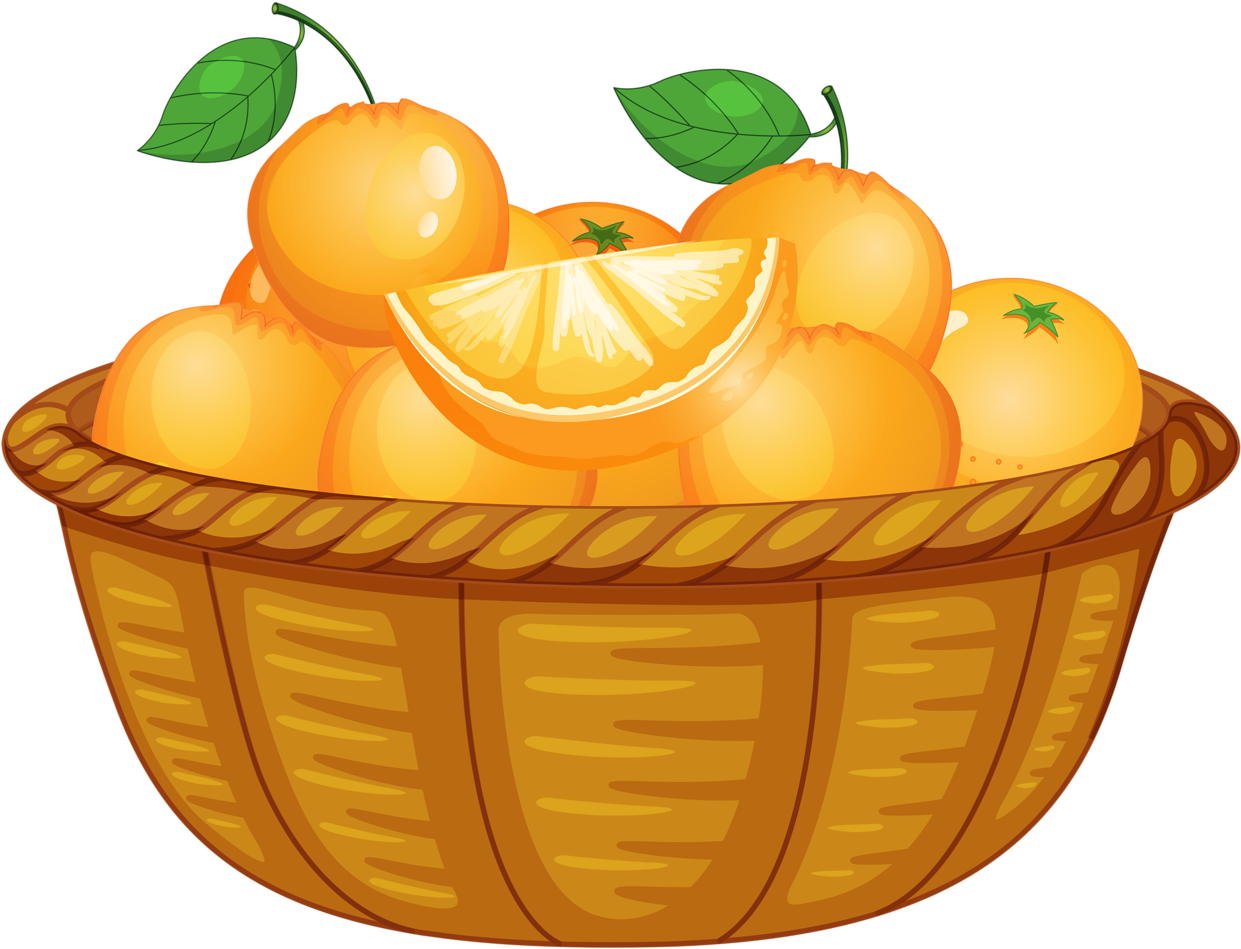 Comida, Frutas Bebidas Etc - Orange Basket Cartoon (1280x1021), Png Download