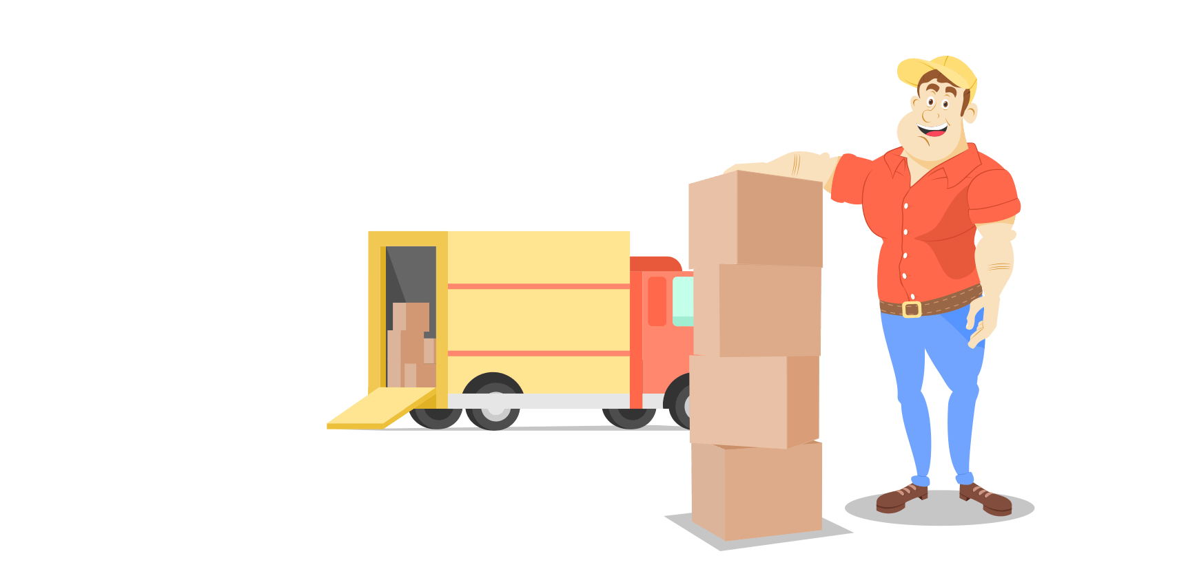 Moving Companies - Cartoon (1724x840), Png Download
