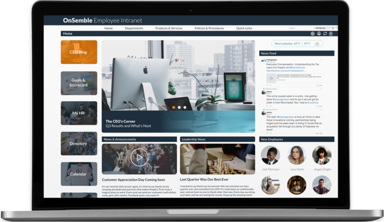 Onsemble - Employee Intranet (1319x763), Png Download