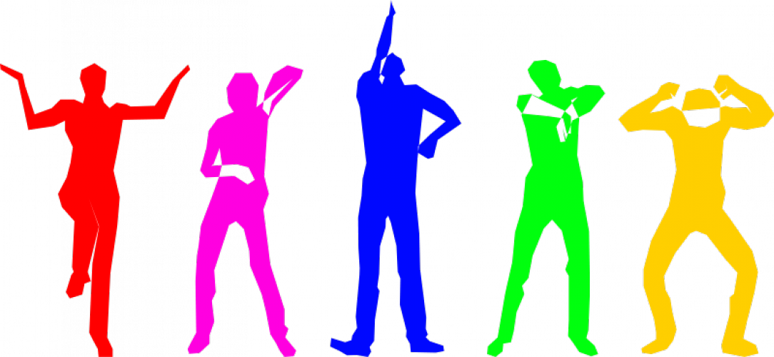 African Dance Clip Art - Colorful People Silhouette Png (1084x500), Png Download