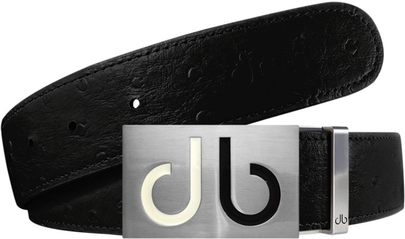 Black Ostrich Textured Leather Strap With Buckle - Belt (800x600), Png Download