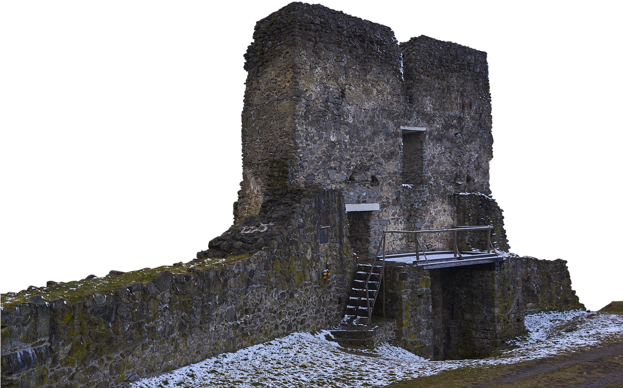 Castle, Ruin, View, Snow, Building, Wall, Castle - Pustý Hrad (1280x853), Png Download