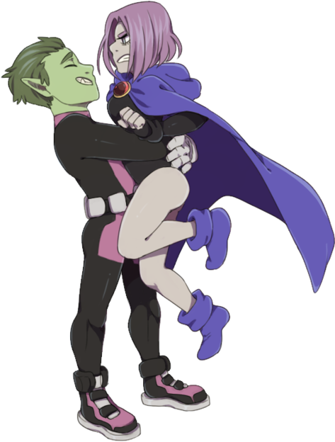 Beast Boy And Raven - Garfield Logan X Rachel Roth (500x646), Png Download