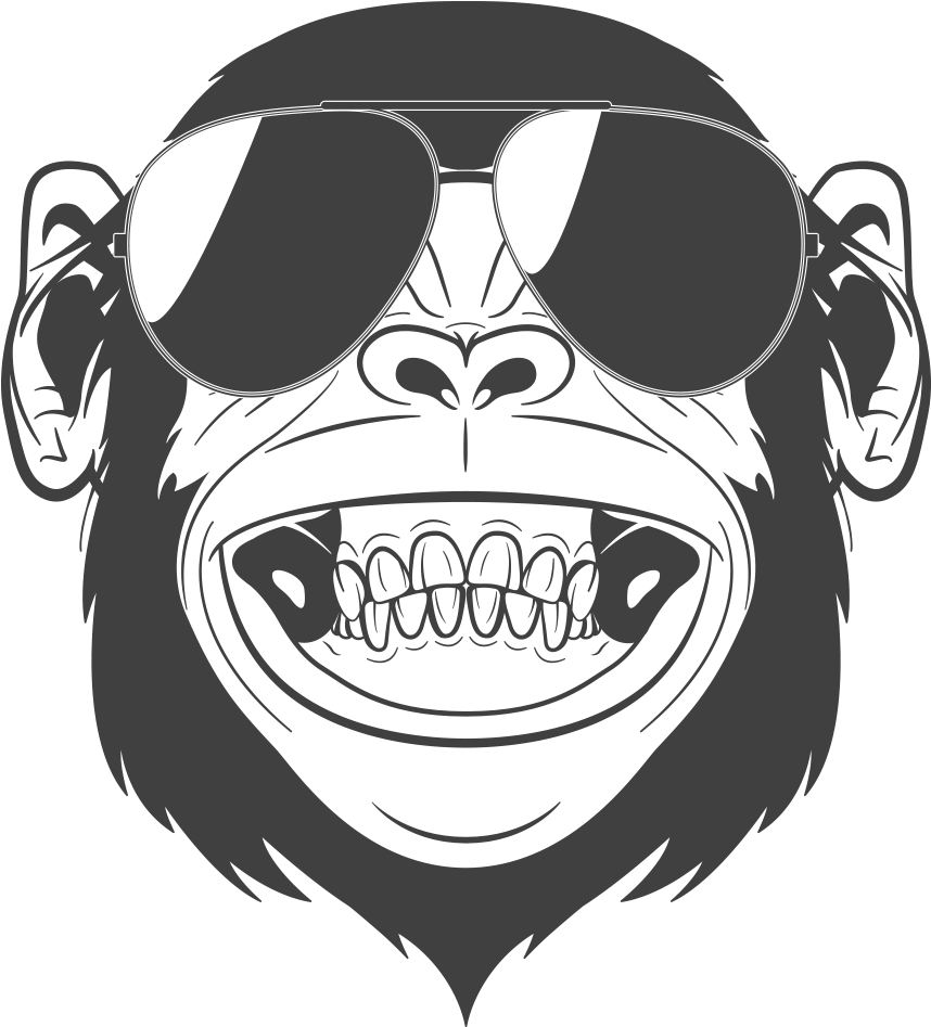 Chimpanzee Clip Art Laughing Orangutan - Ape With Headphones (1000x1000), Png Download