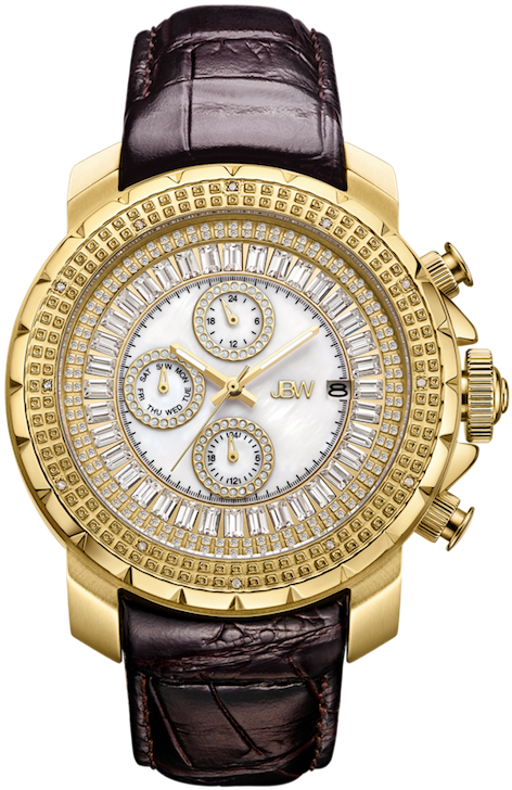 Jbw Titus J6347l A Gold Brown Leather Diamond - Silver Jbw Men's Jbw Watches (800x800), Png Download