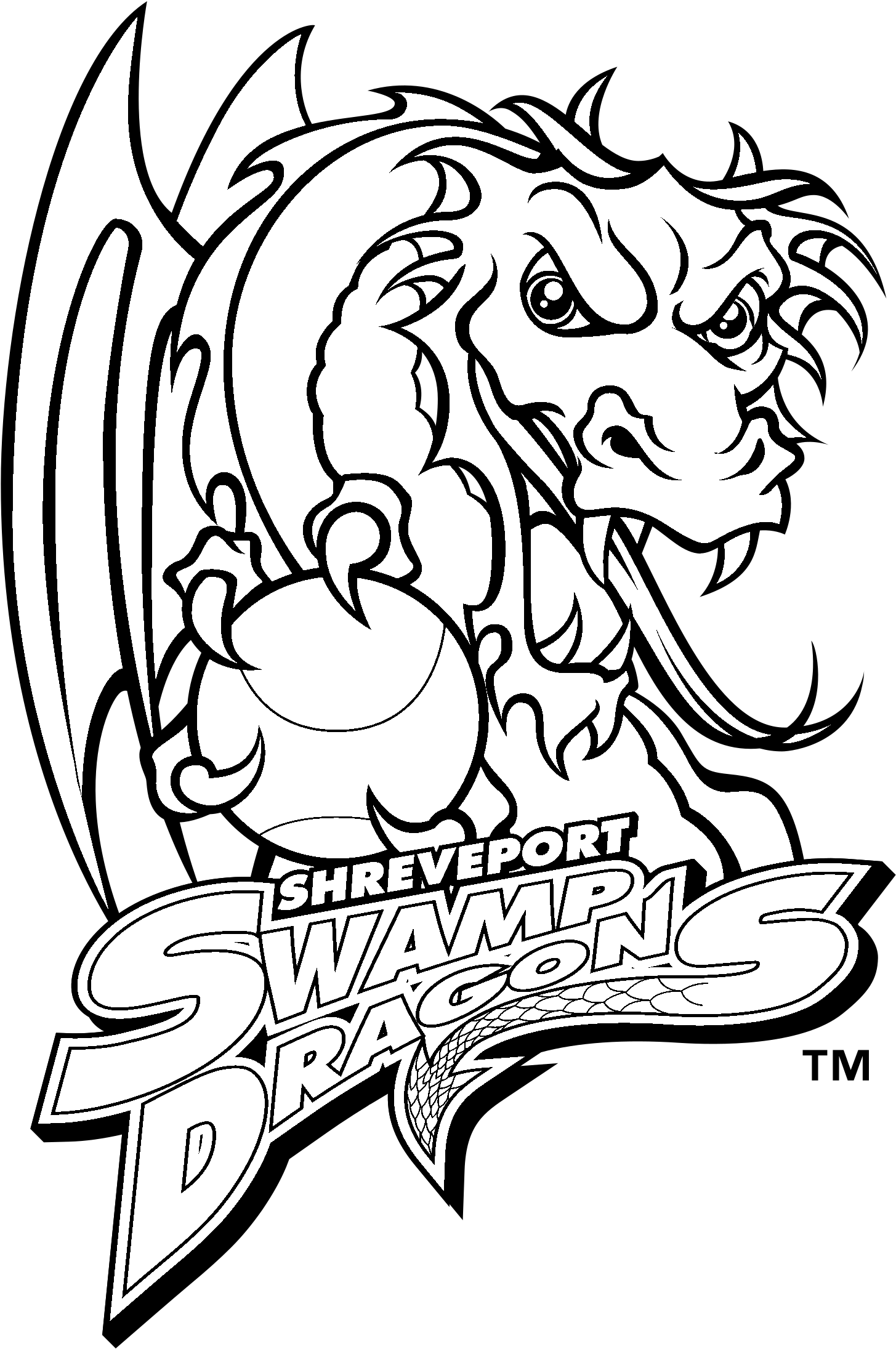 Shreveport Swamp Dragons Logo Black And White - Shreveport Swamp Dragons (2400x2400), Png Download