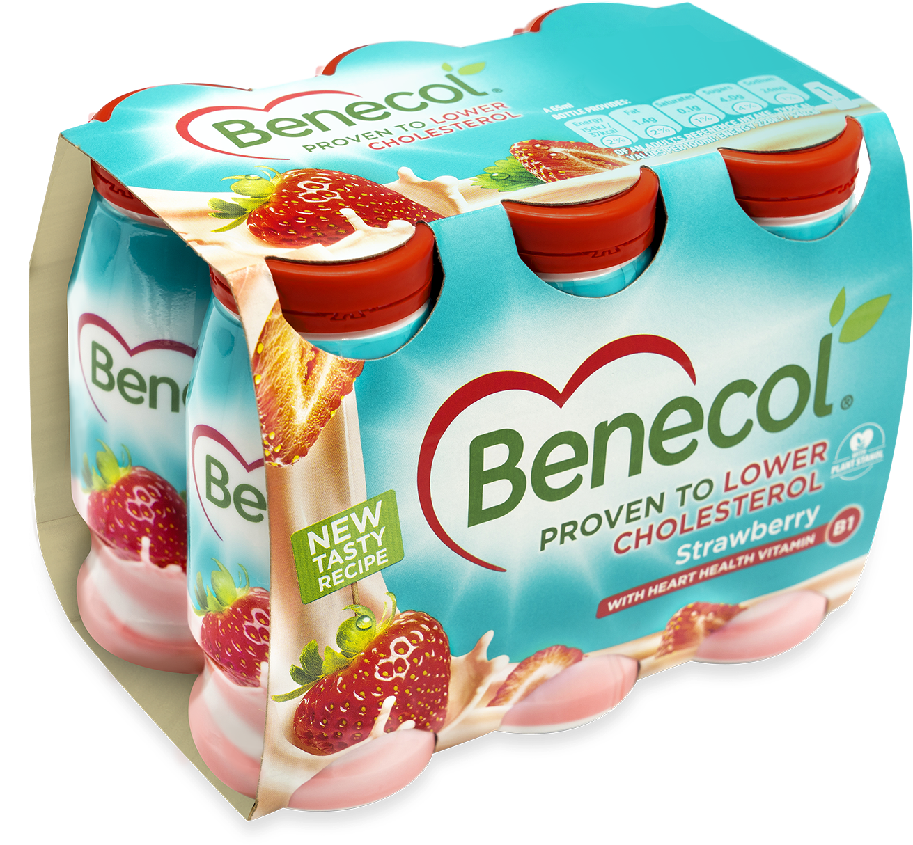 S Trawberry Flavoured Yogurt Drink With Added Plant - Benecol (1502x1360), Png Download