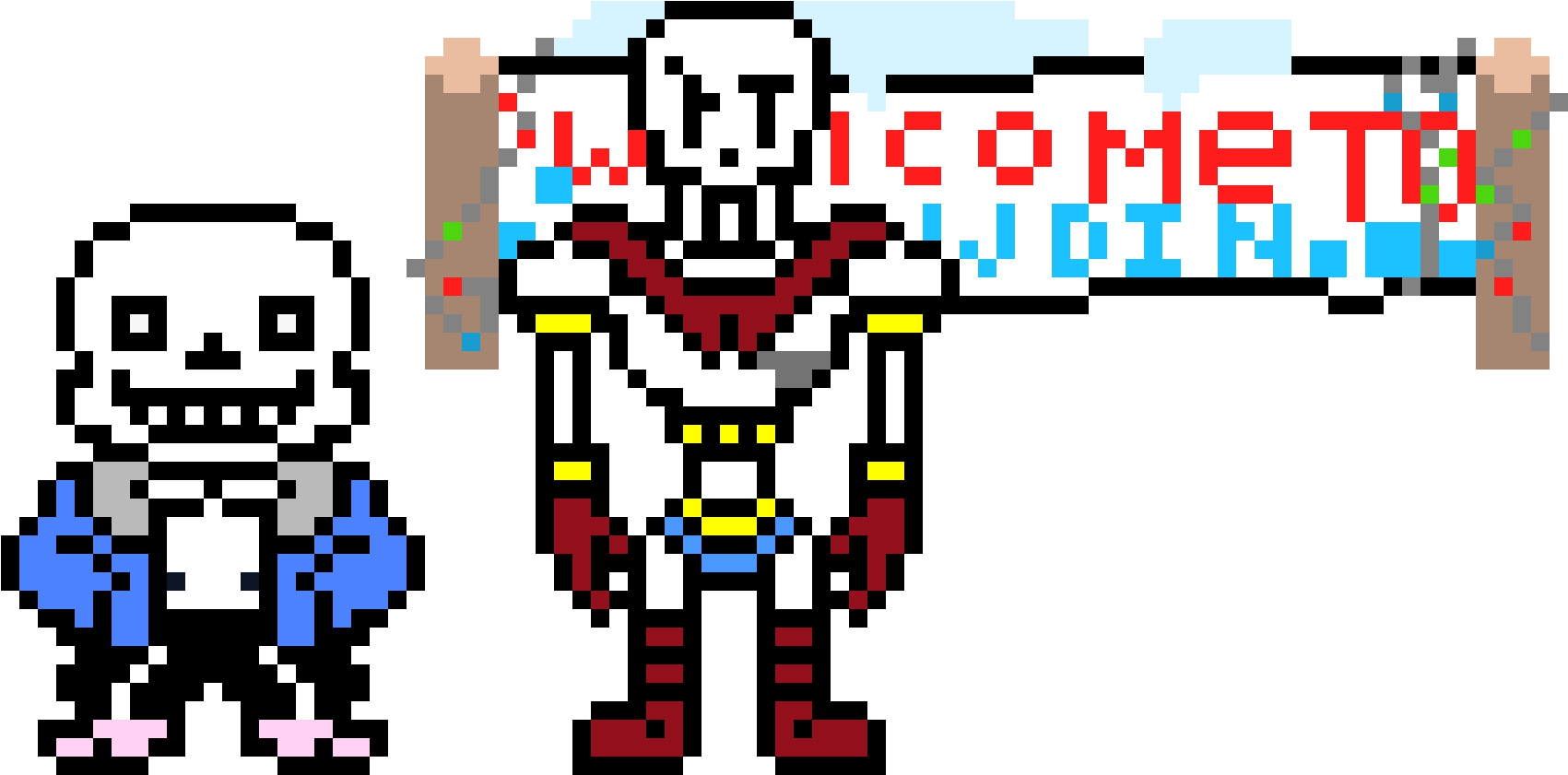 Sans And Papyrus - Pixel Art Sans Et Papyrus (1860x1100), Png Download