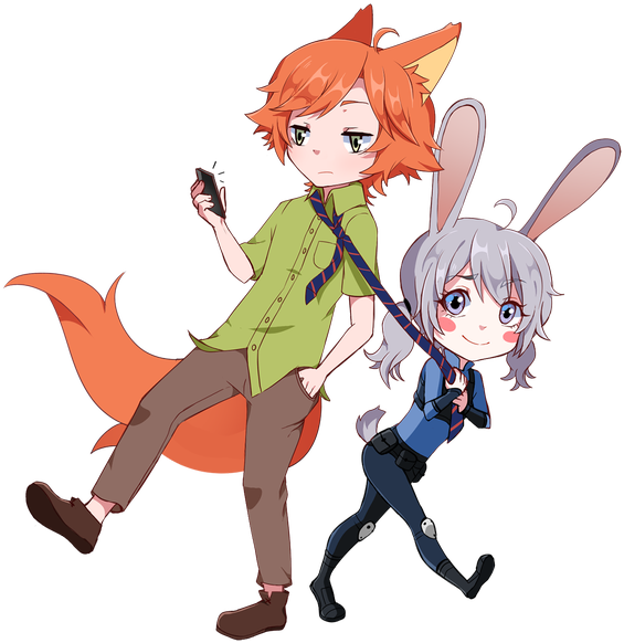Zootopia,зверополис, Зоотопия,фэндомы,nick Wilde,nick - Аниме Джуди (600x626), Png Download
