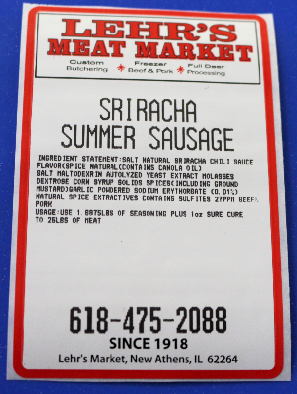Sriracha Summer Sausage - Label (1200x800), Png Download