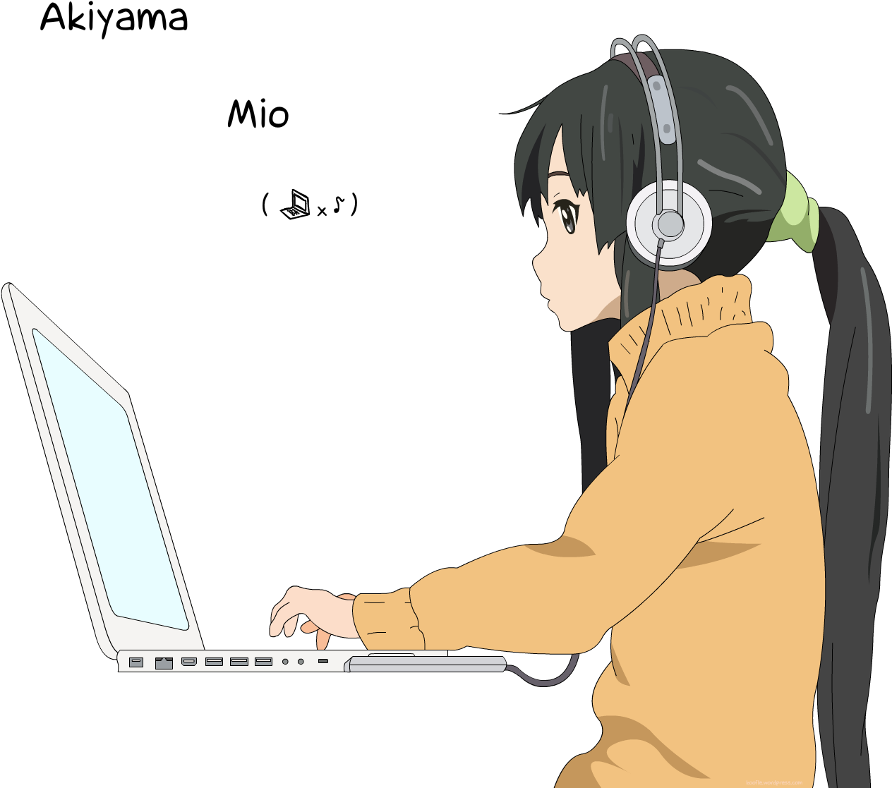 #akiyama Mio, #anime Girls, #k-on , #anime, #headphones, - Mio K On Computer (1600x1200), Png Download