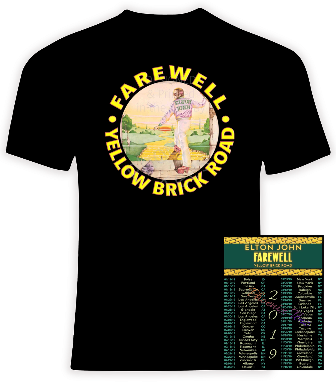 Elton John Farewell Yellow Brick Road 2019 T Shirt - Farewell Yellow Brick Road Shirt (1120x1280), Png Download