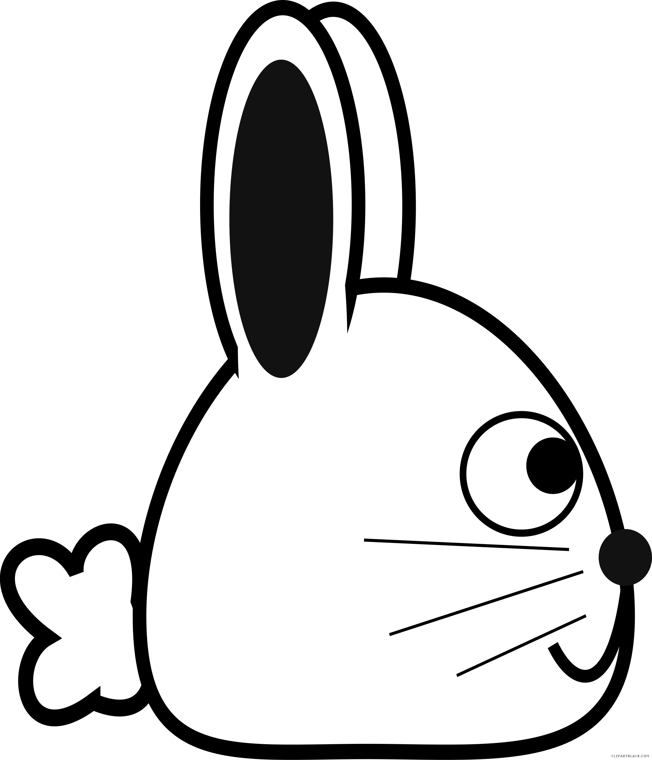 Spring Bunny Animal Free Black White Clipart Images - Dibujo Lateral (2144x2500), Png Download