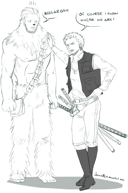 Star Wars Han Solo One Piece Chopper Zoro Bounty Hunters - Roronoa Zoro (500x667), Png Download