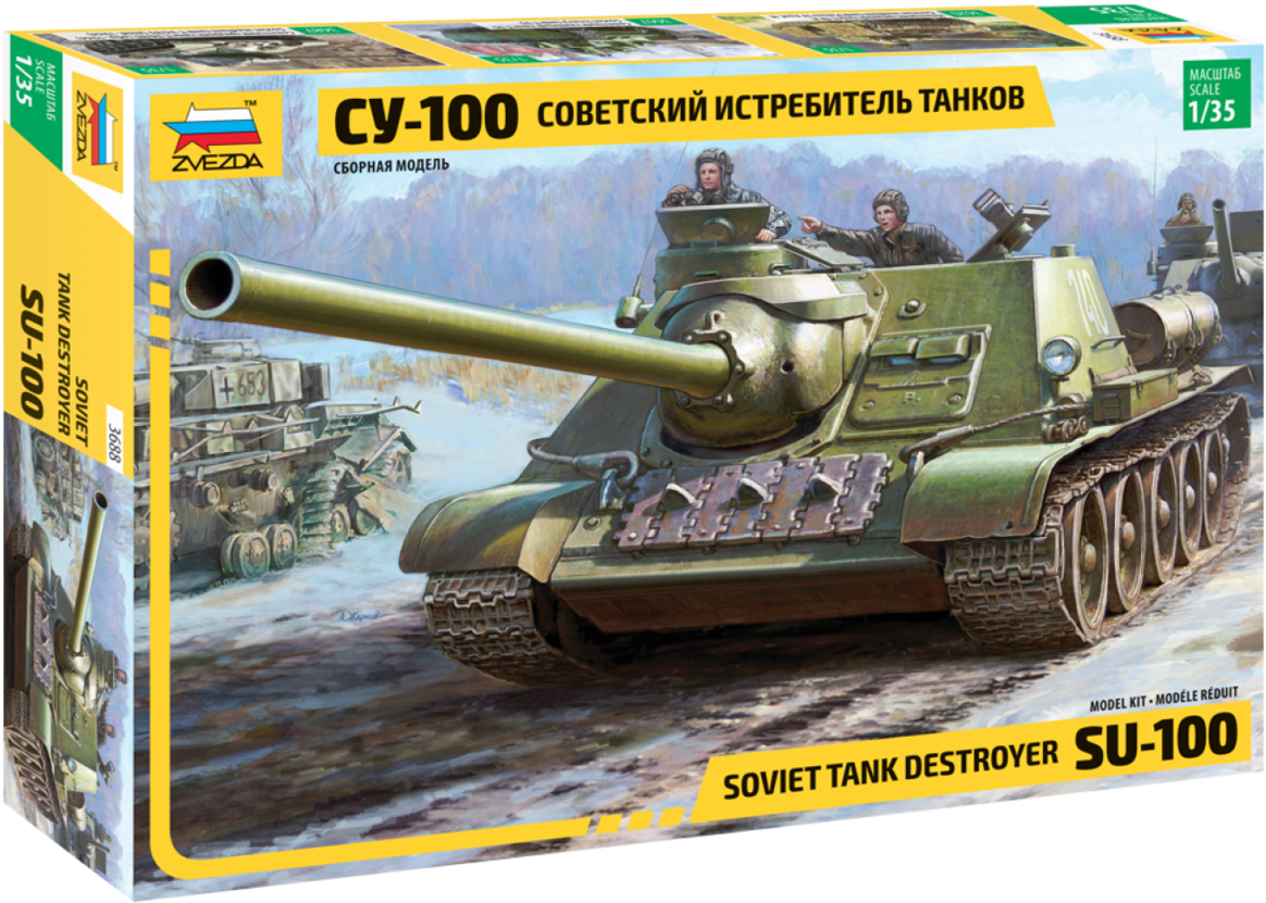 Soviet Tank Destroyer Su-100 - Su 100 Zvezda Review (1199x900), Png Download
