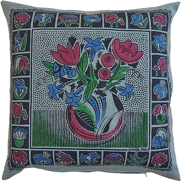 Flower Vase Cushion Cover - Cushion (600x600), Png Download