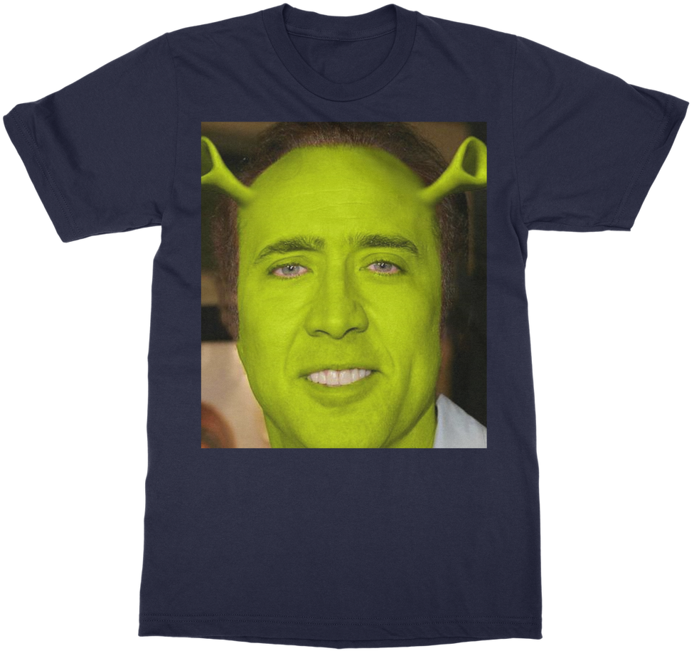 Nicolas Cage As Shrek ﻿classic Adult T-shirt - Nicolas Cage (1024x1024), Png Download