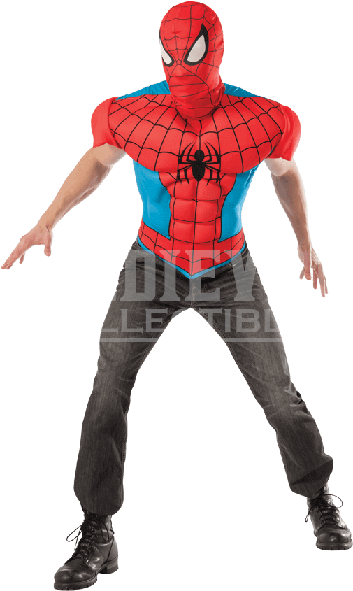 Adult Spider Man Muscle Costume Top And Mask - Costume (850x850), Png Download