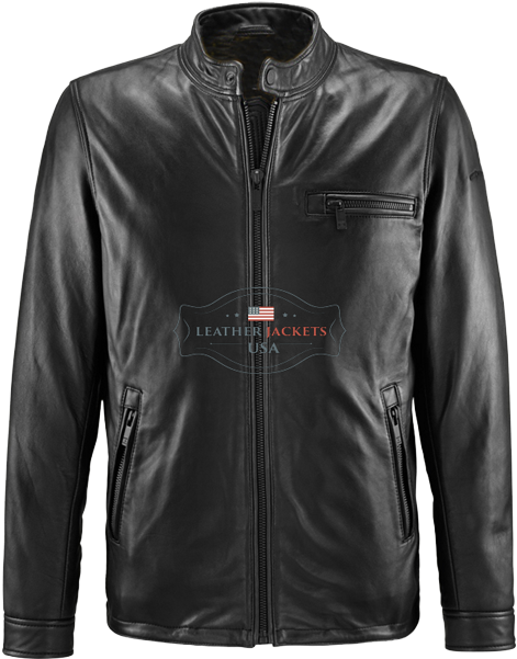 Unique Protective Black Biker Leather Jacket - Leather Jacket (600x600), Png Download