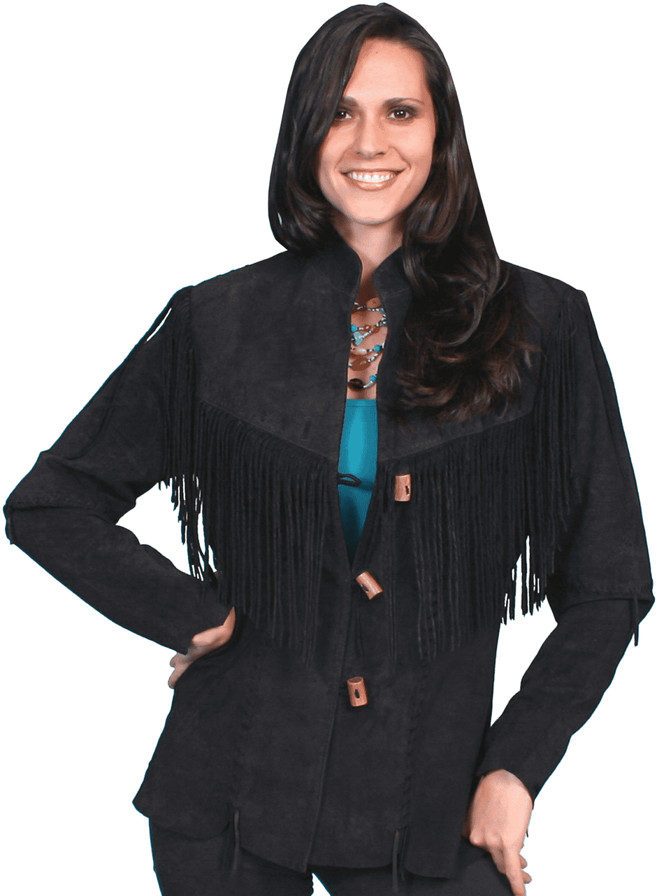 Women's Fringe Suede Leather Jacket By Scully - Coat (960x1280), Png Download