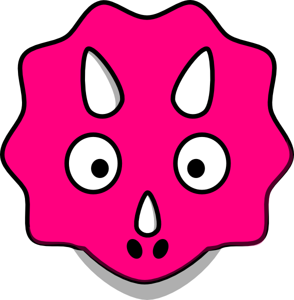 Pink Tri Ceratops At Clker Com Vector - Triceratops Head Clip Art (588x600), Png Download