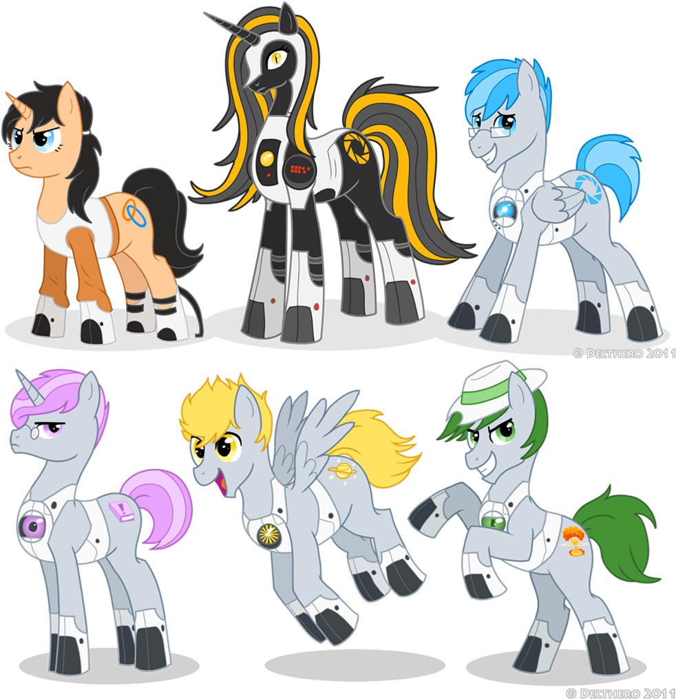 Delthero 2011 Delthero 2011 Portal 2 Mammal Cartoon - My Little Pony Portal 2 (1000x1022), Png Download
