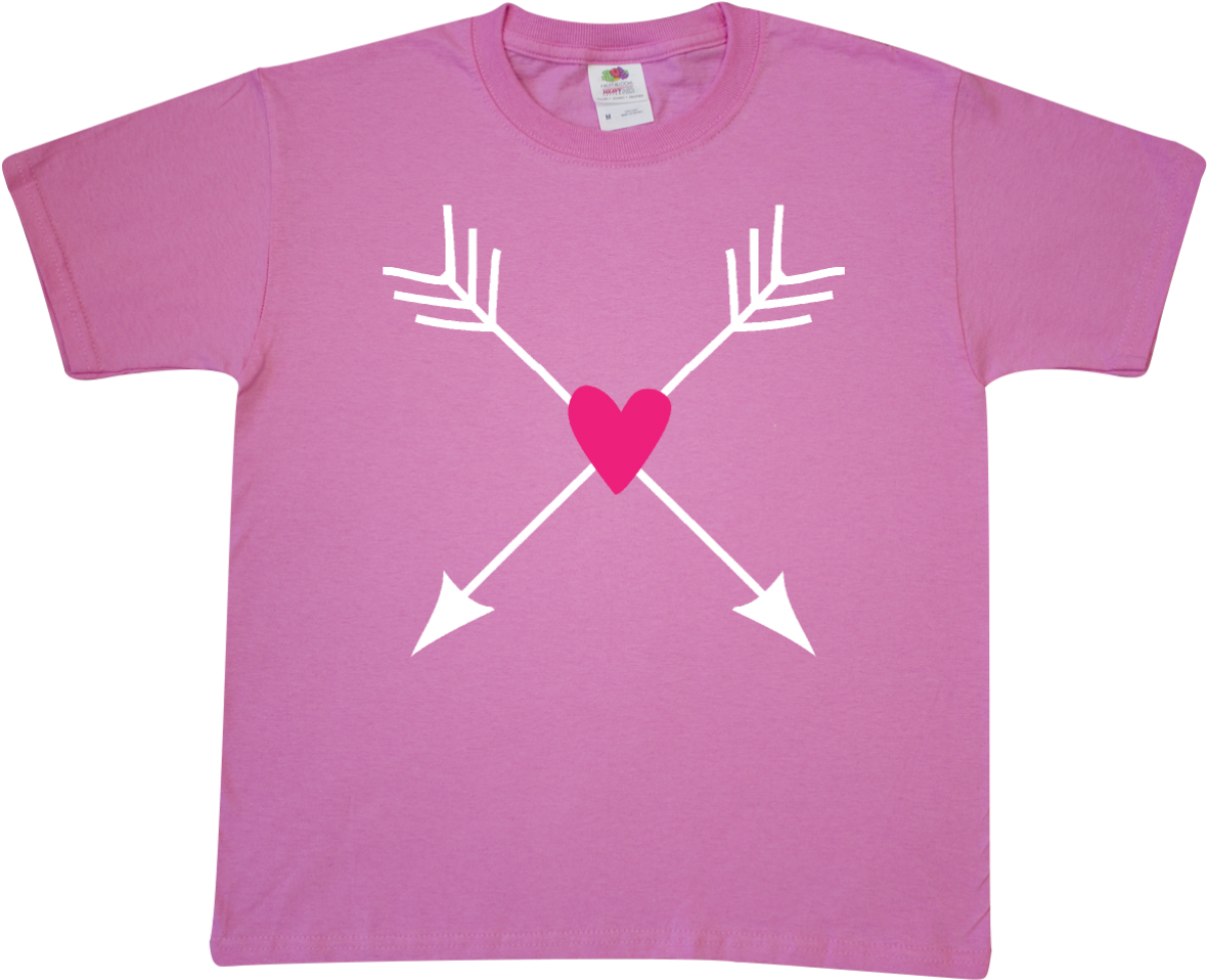 Valentine Hipster Arrows Pink Heart Youth T-shirt Azalea - Active Shirt (1200x1200), Png Download