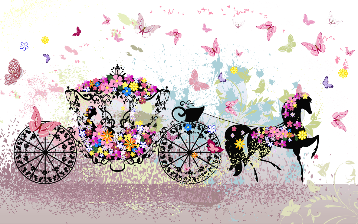 Butterfly Photography Carriage Stock Wedding Flowers - Flower Horse Carriage (1182x878), Png Download