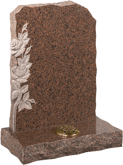 Rustic Shaped Headstone With Roses - Headstone (600x600), Png Download