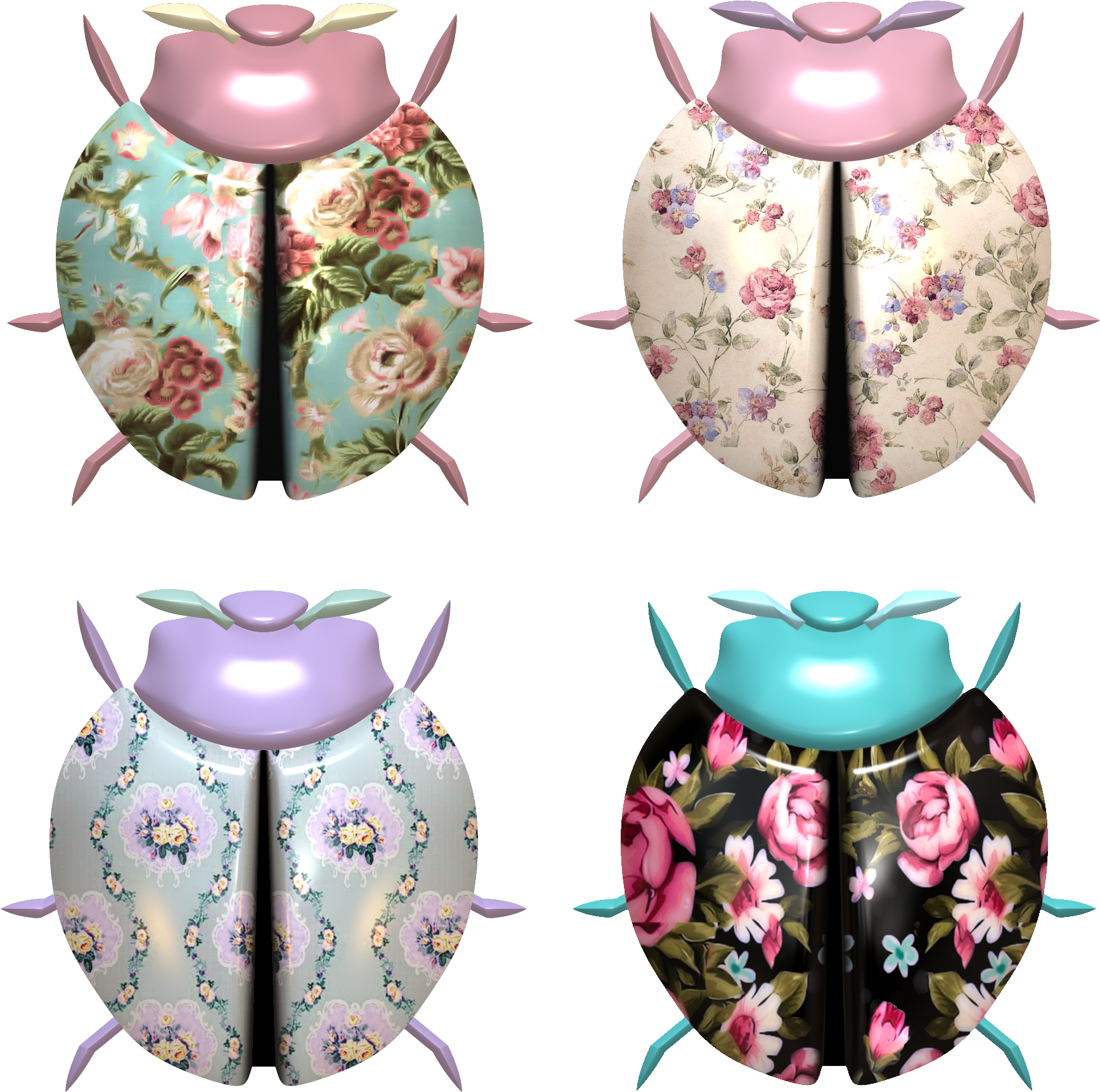 Ladybug Flower Pattern Shabby Chic 1422330 - Shabby Chic Pattern Transparent Background (1916x2042), Png Download
