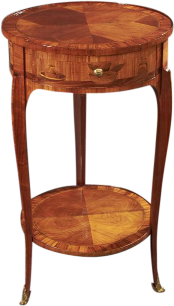 French Transitional Marquetry Round Table, Manner Of - End Table (800x800), Png Download