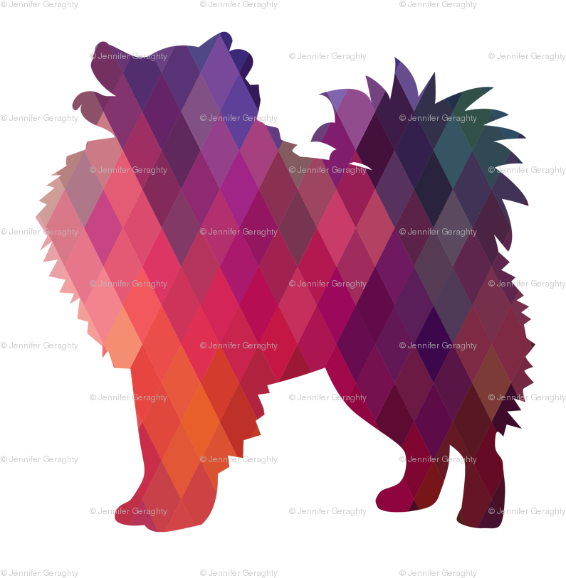 American Eskimo Dog Geometric Pattern Silhouette Pink - American Eskimo Dog Silhouette (862x862), Png Download