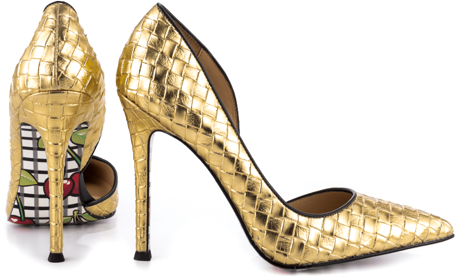 Gold Glitter High Heels And Transparent - Basic Pump (900x900), Png Download