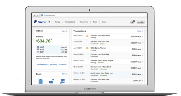 Paypal Being Used On Macbook Air - Paypal Business Account (768x422), Png Download