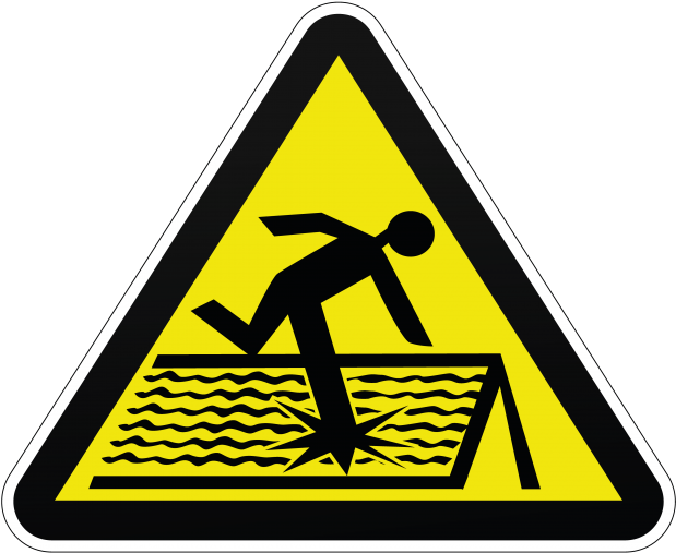 Danger Fragile Roof Safety Sign - Warning Fragile Roof Sign (866x650), Png Download