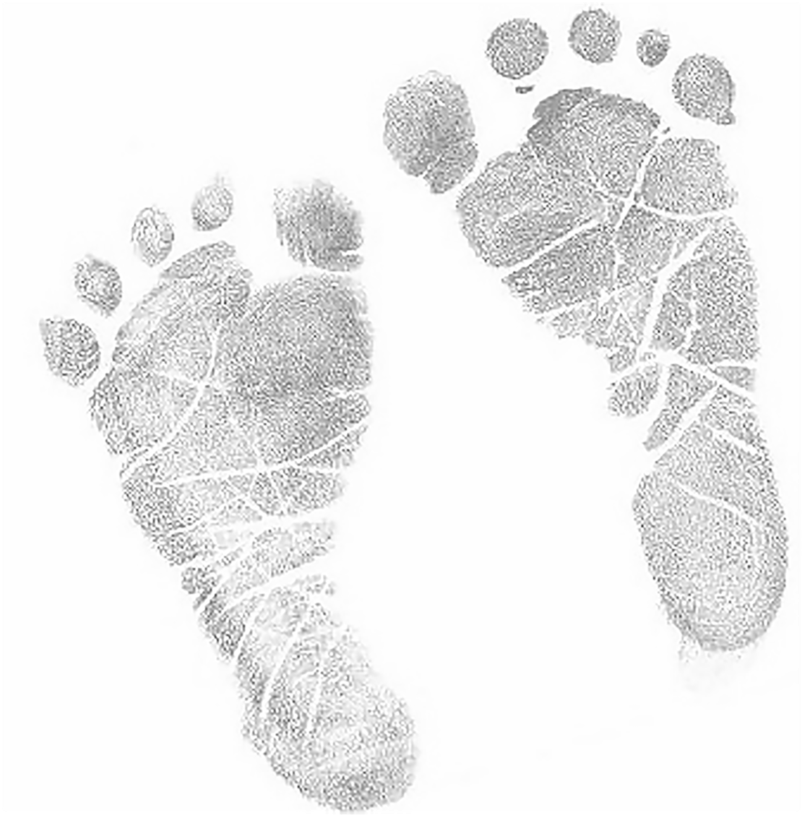 "footprints- Newborn Set - Baby Footprint Black White (1024x1024), Png Download