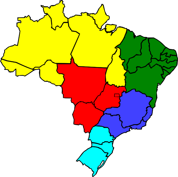 Colored Map Of Brazil Png Images (600x597), Png Download