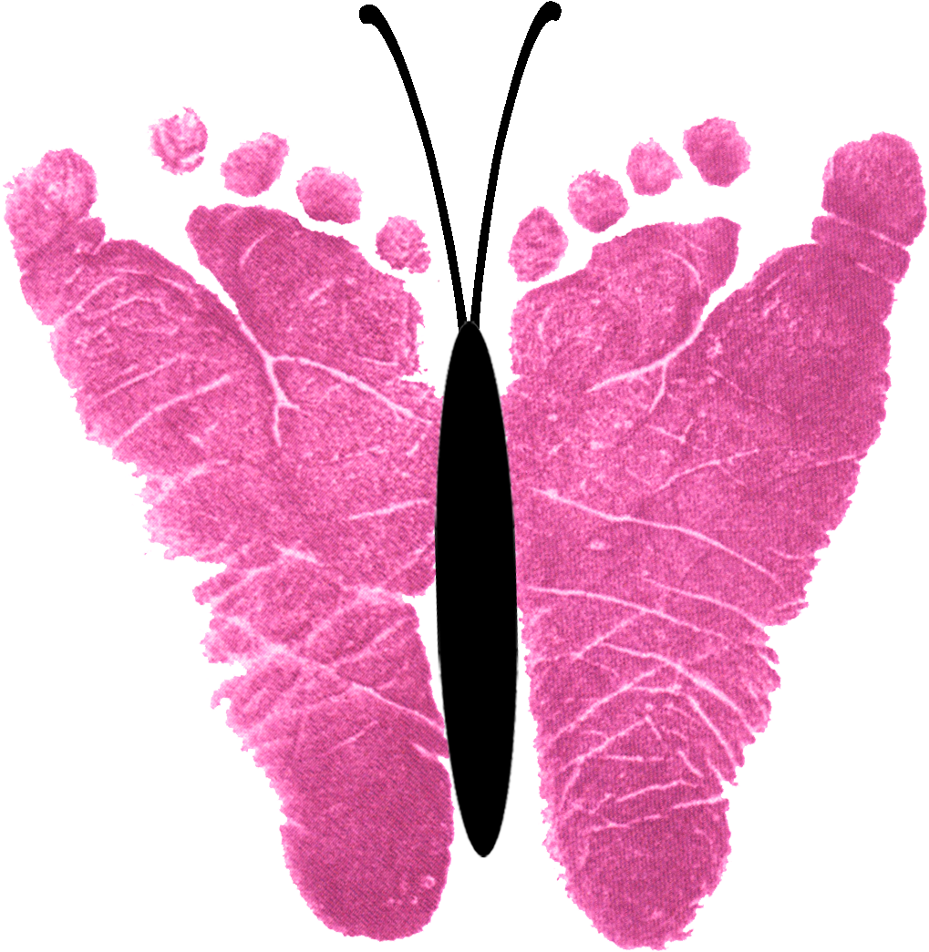 Footprint Clipart Butterfly - Its A Girl Butterflies (1500x1500), Png Download