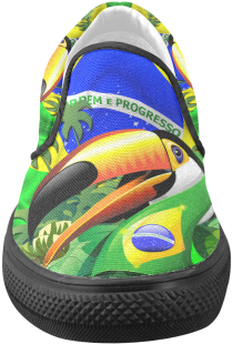 Brazil Flag With Toco Toucan Women's Unusual Slip-on - Toco Toucan With Brazil Flag Art Print - Mini By Bluedarkart (500x500), Png Download