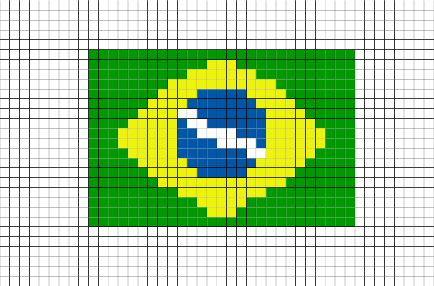 Flag Of Brazil Pixel Art From Brikbook - Brasil Pixel Art (880x581), Png Download