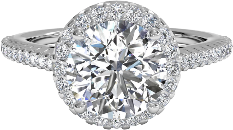 Real Gem Jewelers Exceptional Jewelry Exclusive Brands - Ritani French-set Halo Diamond Band Engagement Ring (1024x619), Png Download