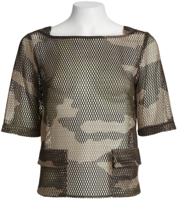 Mesh Camouflage Blouse - Blouse (509x677), Png Download