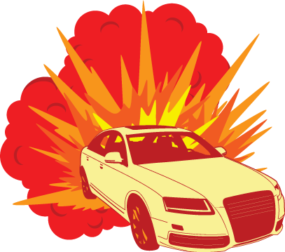 Explosions Clipart Car - Car Explosion Clipart (407x359), Png Download