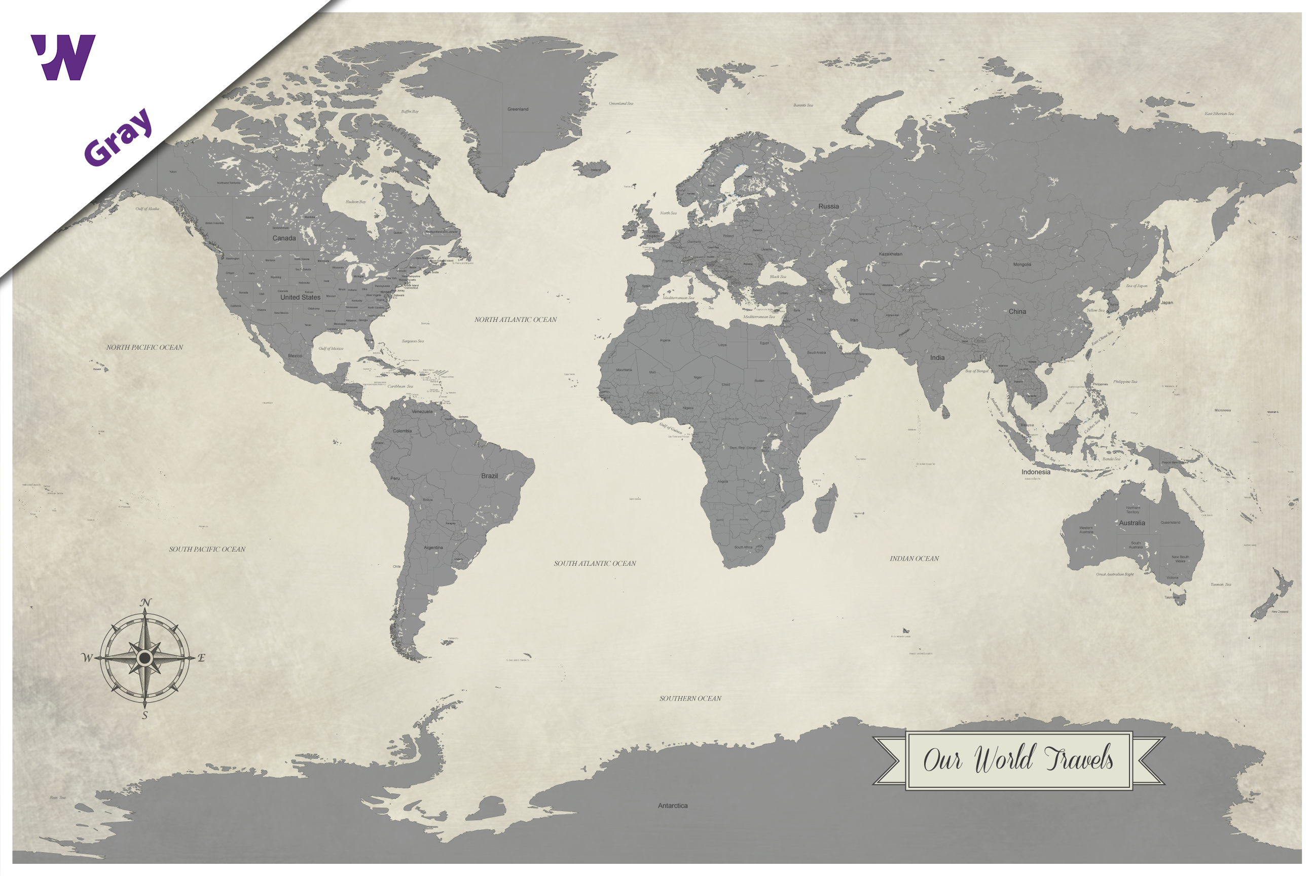 World Push Pin - World Map With South Africa (2592x1728), Png Download