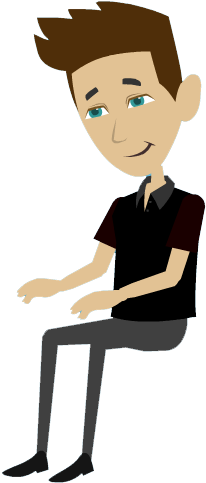 Animation Banner Royalty Free - Cartoon Man Sitting Png (590x600), Png Download