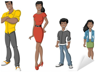 Happy Cartoon African Family - Balck Family Clipart (400x400), Png Download