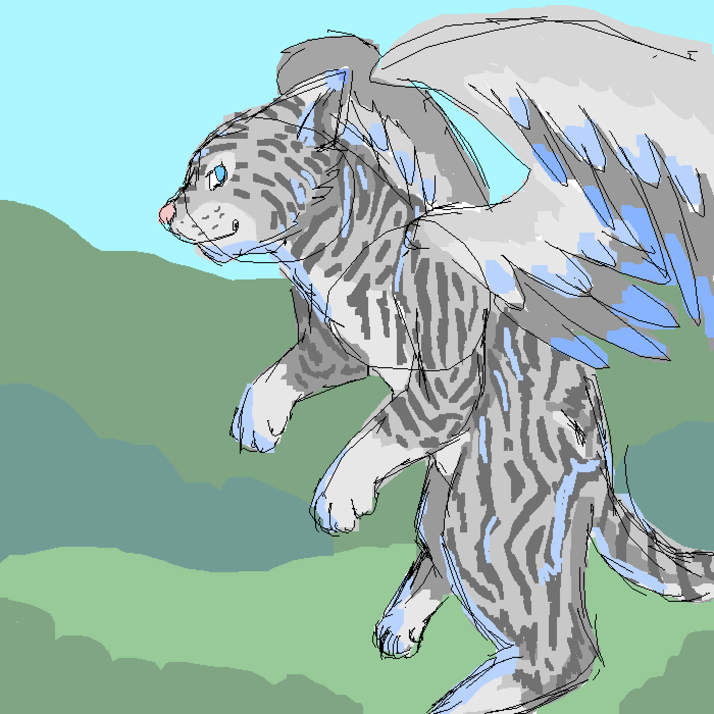 Azul The Flying Cat - Illustration (1400x1400), Png Download